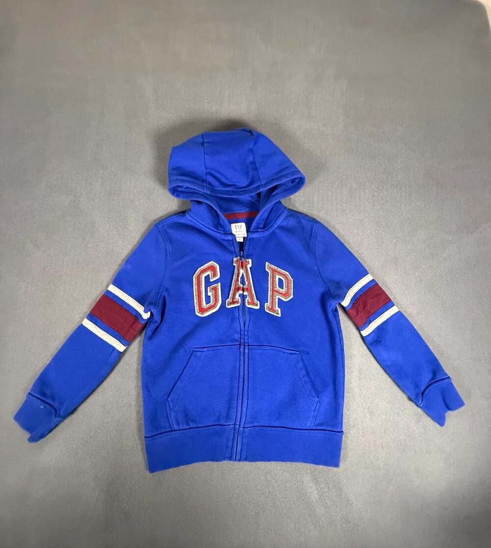 Gap Kids Blue Striped Sleeve Full Zip Hoodie Sweatshirt Size S